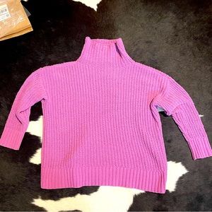 aerie magenta oversized roll neck sweater